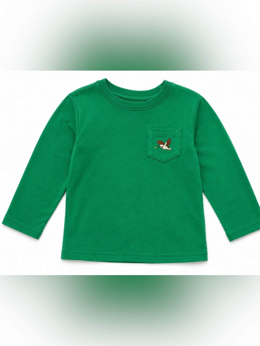 Classic Whinsy Kids Long-Sleeve Pocket Tee with Duck Embroidery